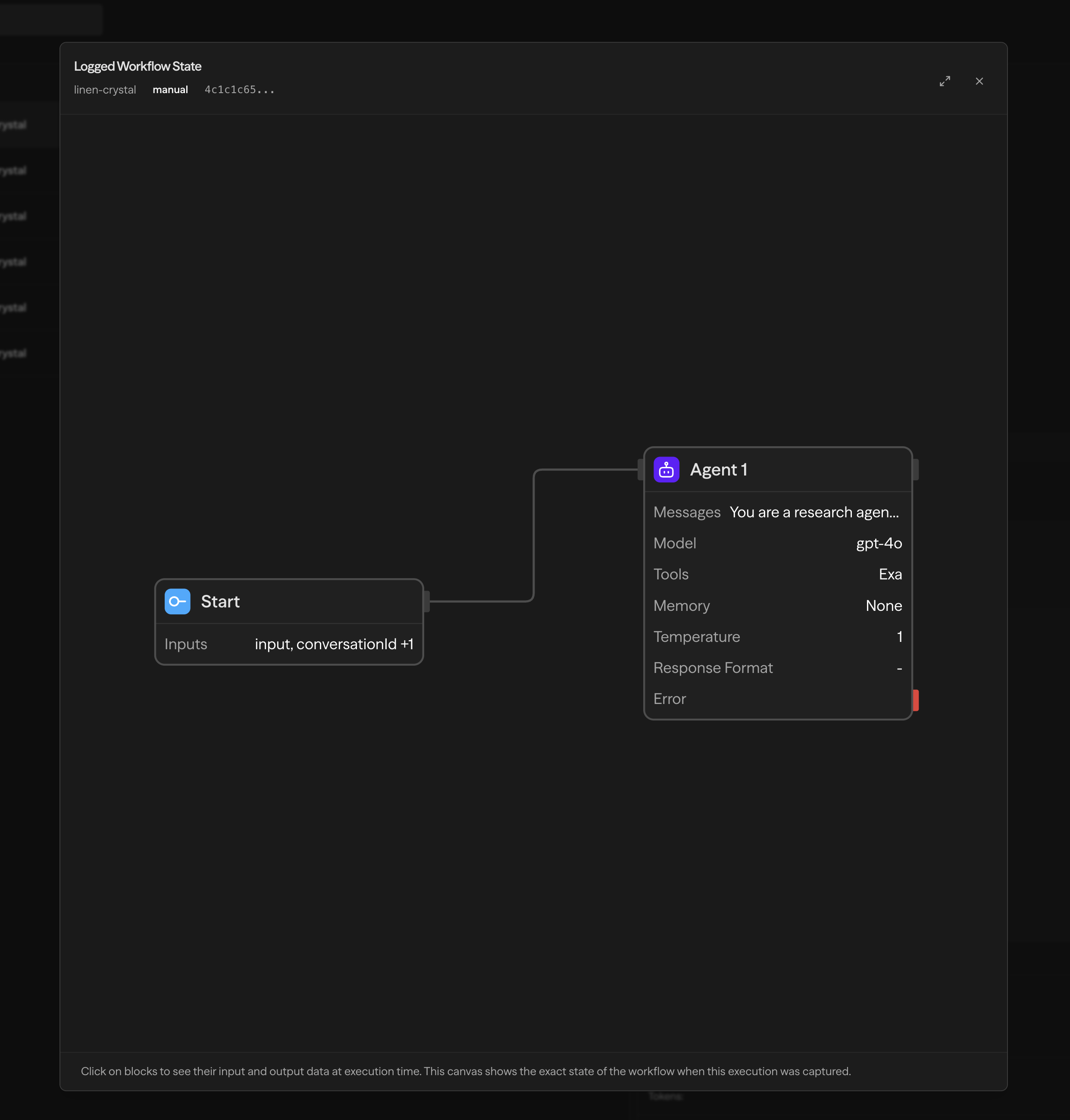 Snapshot do workflow